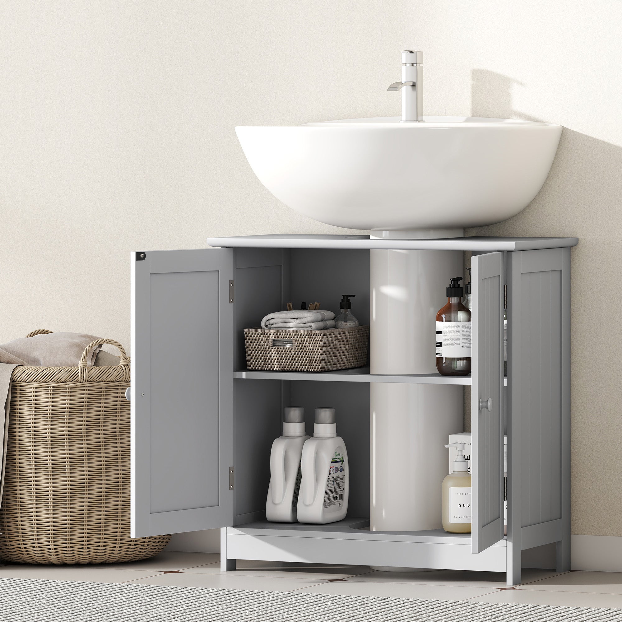 Bathroom Vanity Cabinet Under Sink Storage with Adjustable Shelf