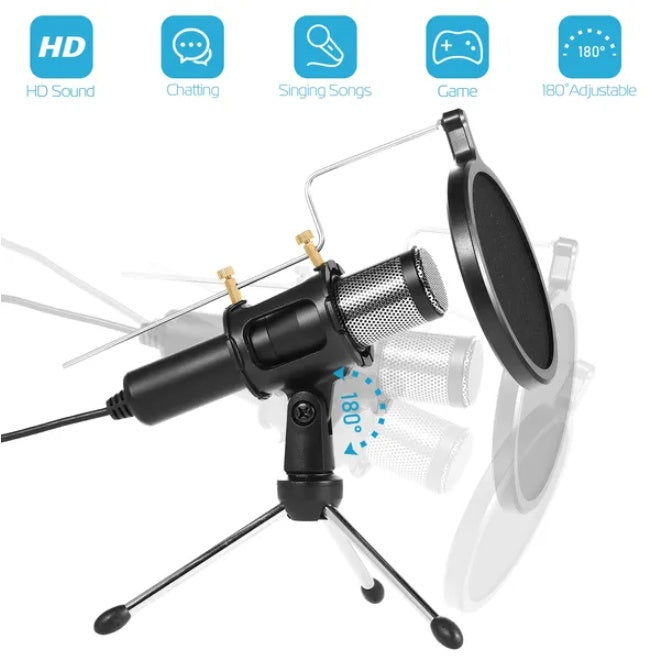 Professional Condenser Microphone With Tripod and Filter