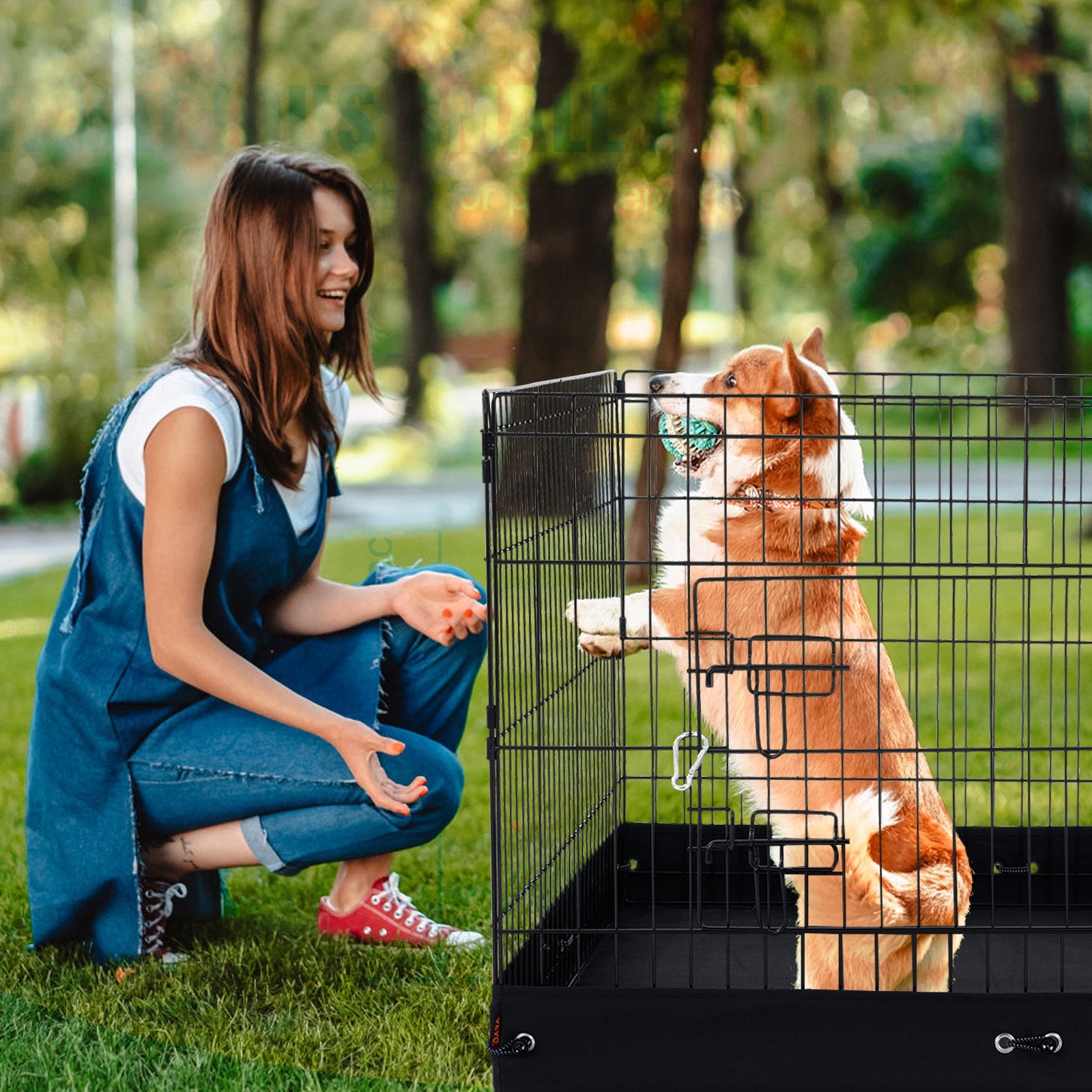 Foldable Metal Dog Playpen with Bottom Pad and Secure Panels