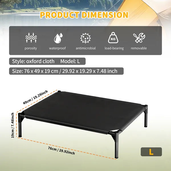 Breathable Raised Dog Bed – Elevated Oxford Pet Bed for Small, Medium & Large Dogs