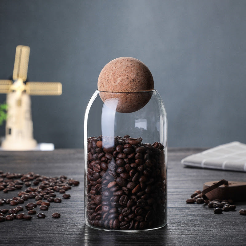 Glass Storage Jar with Cork Lid Minimalist Tea Coffee Container