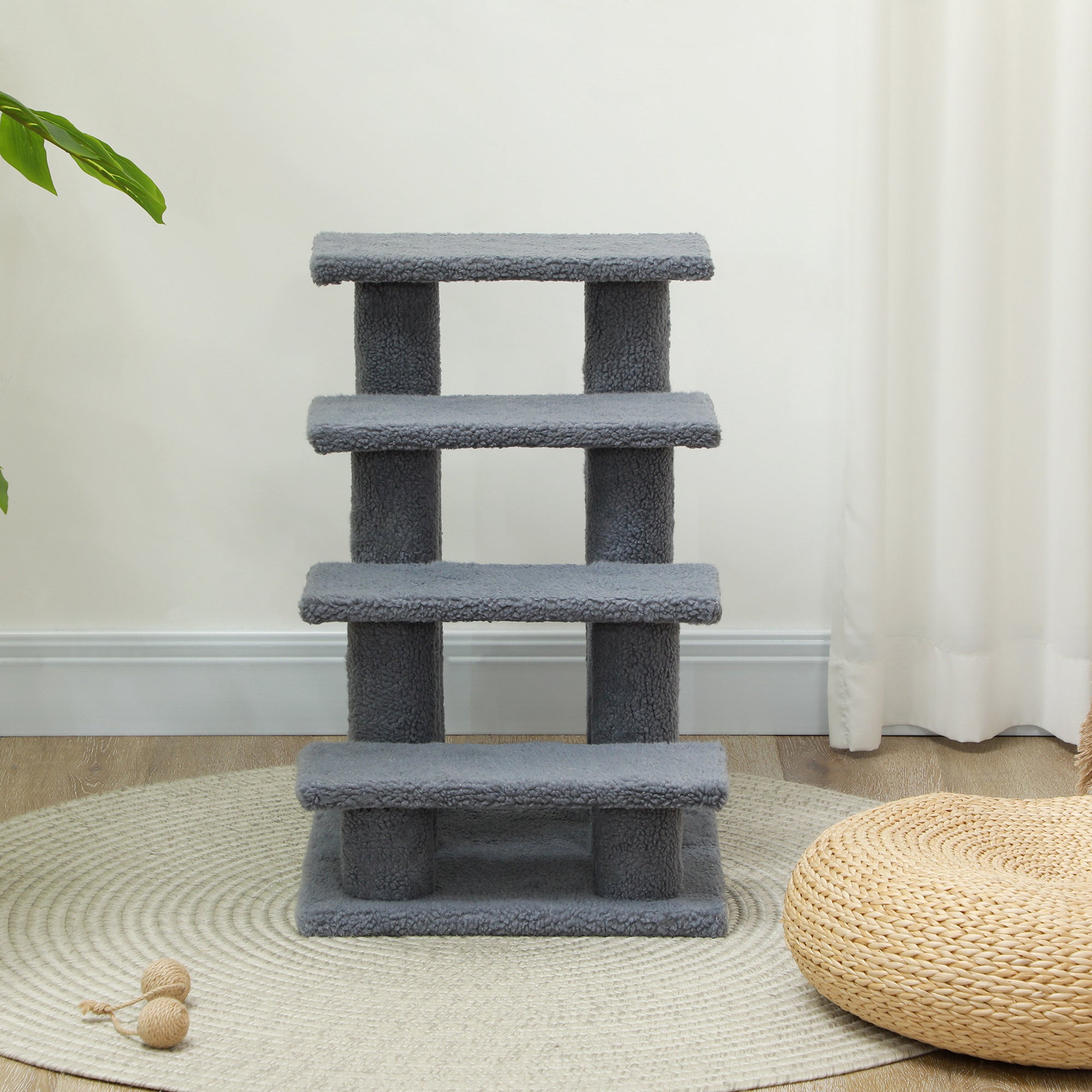 25-Inch 4-Step Cat Scratching Stairs – Multi-Level Carpeted Cat Climber for Indoor Cats