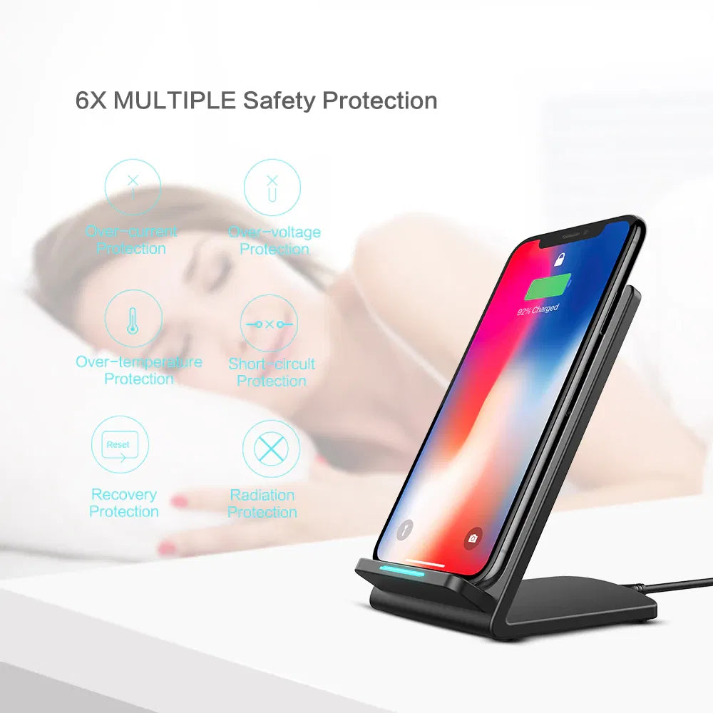 Qi Wireless Fast Charger Stand Dock for Galaxy and Smartphones
