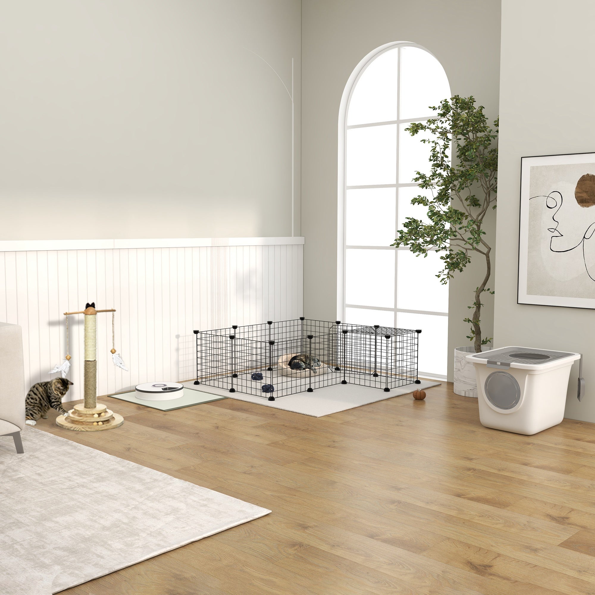 36-Panel Small Animal Playpen with Door – Modular Indoor Pet Exercise Fence
