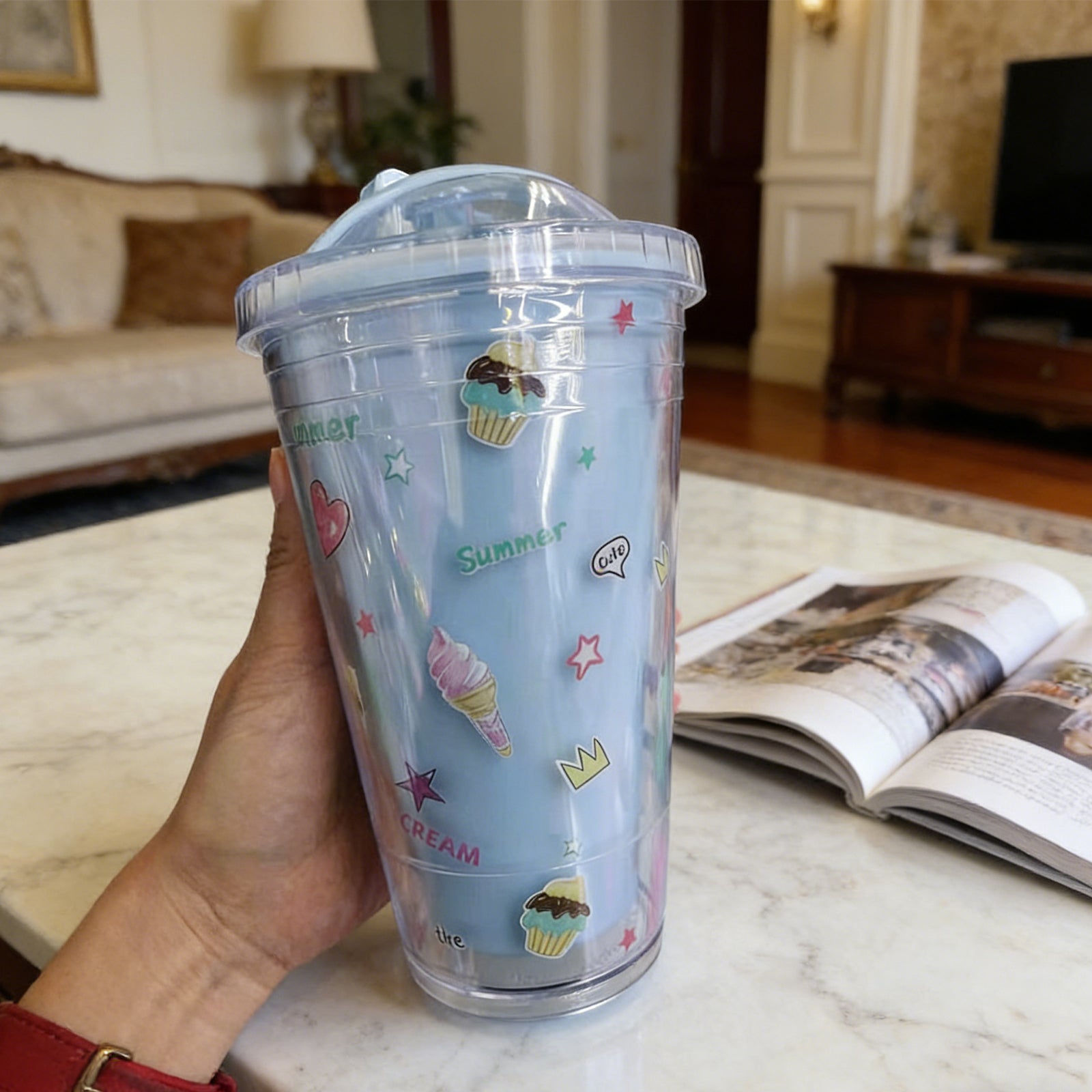 Ice Cream Drinking Bottle-Blue 450ML
