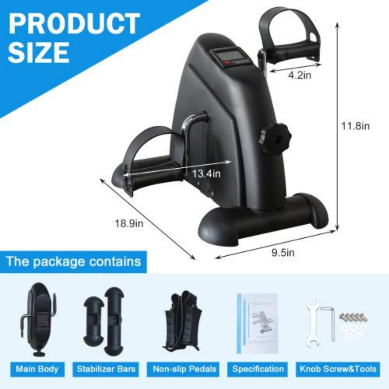 Mini Exercise Bike Pedal Trainer with Electronic Display & 120KG Capacity