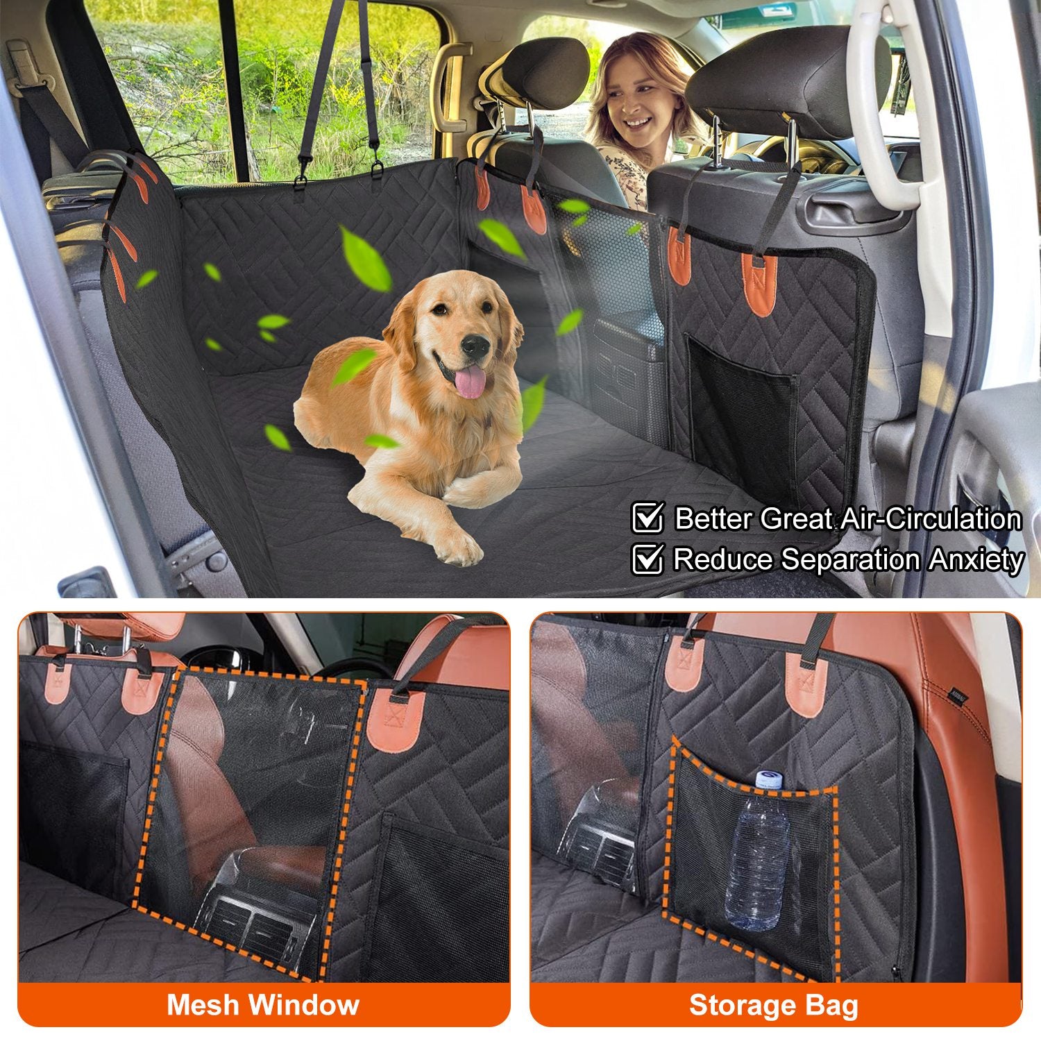 Waterproof Dog Car Seat Cover Hammock with Back Seat Extender