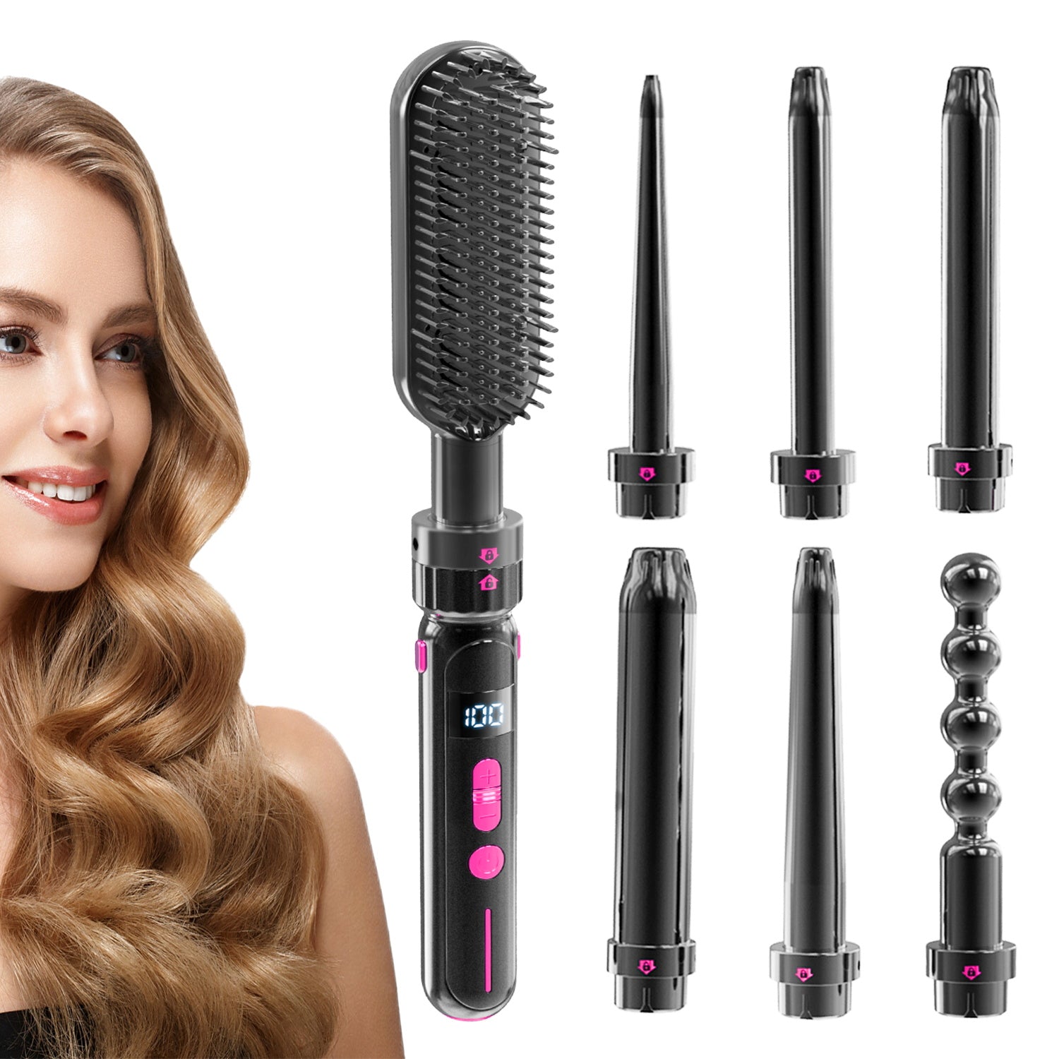 Ceramic Curling Iron & Straightener with Adjustable Heat Control