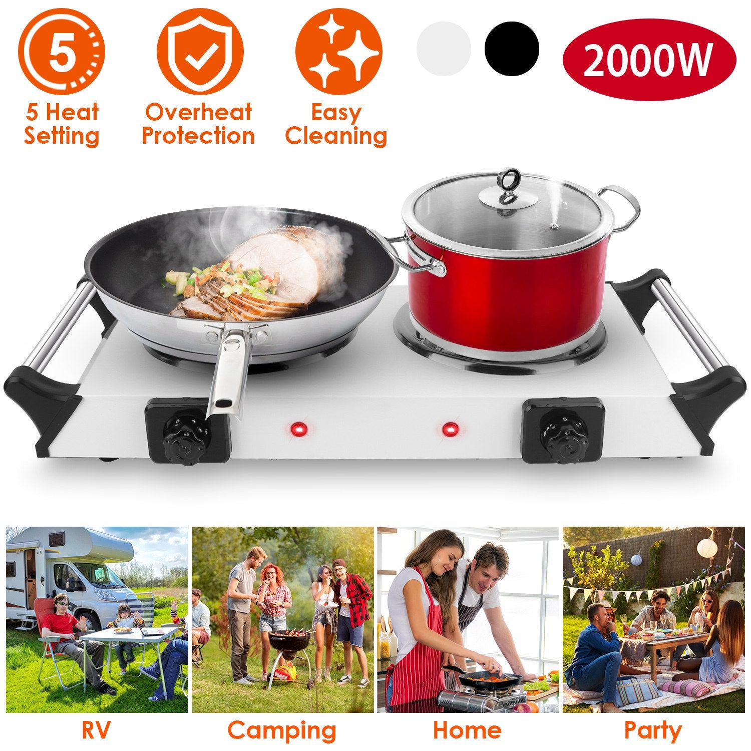 2000W Portable Electric Dual Stove Desktop