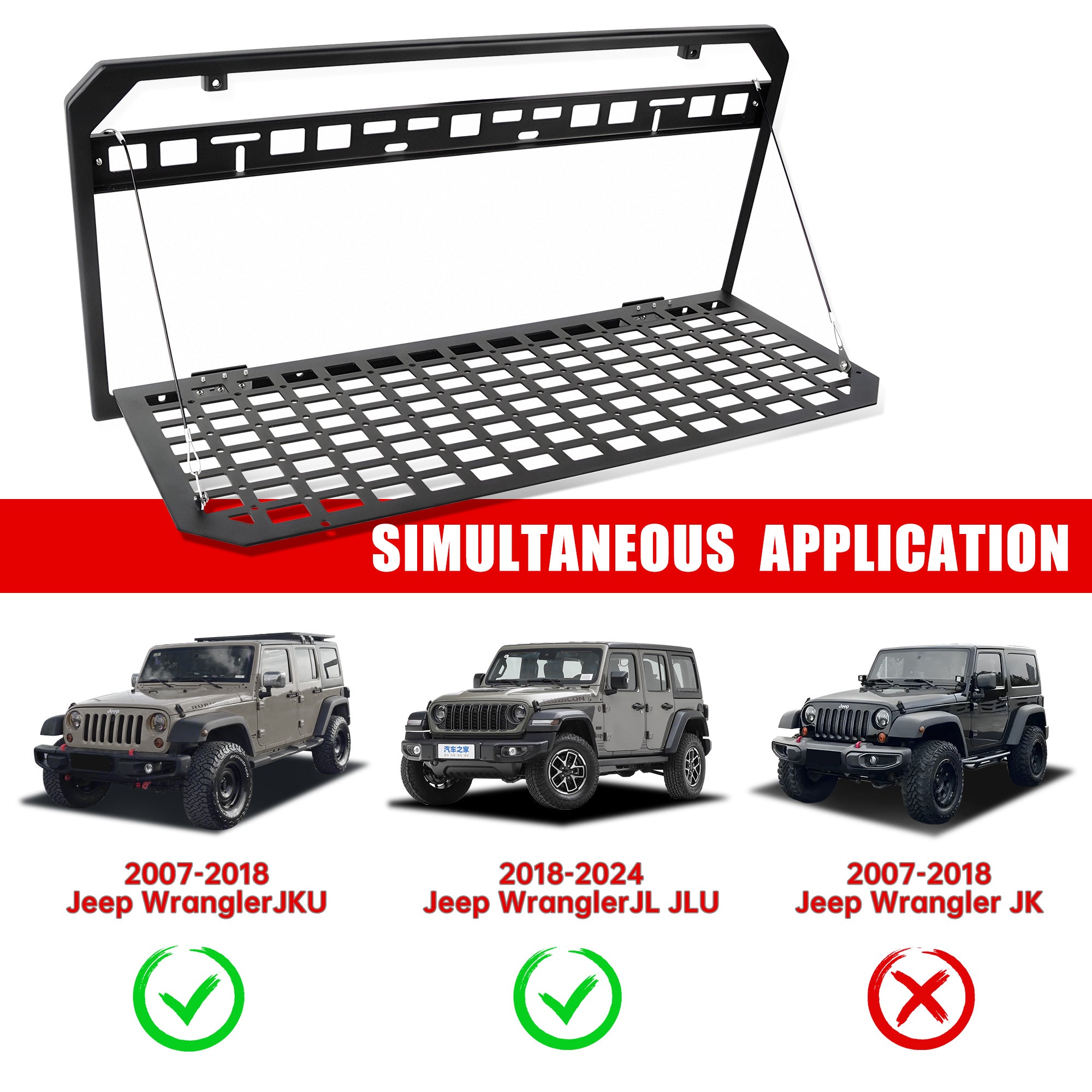 Tailgate Table for Jeep Wrangler JK JL 2007–2025 Foldable