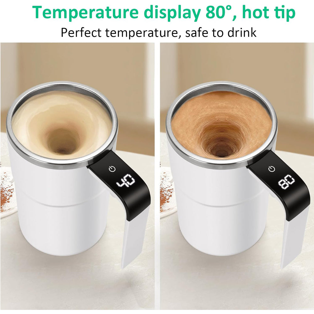 12oz Self Stirring Mug Auto Magnetic Coffee Cup LED Temperature Display