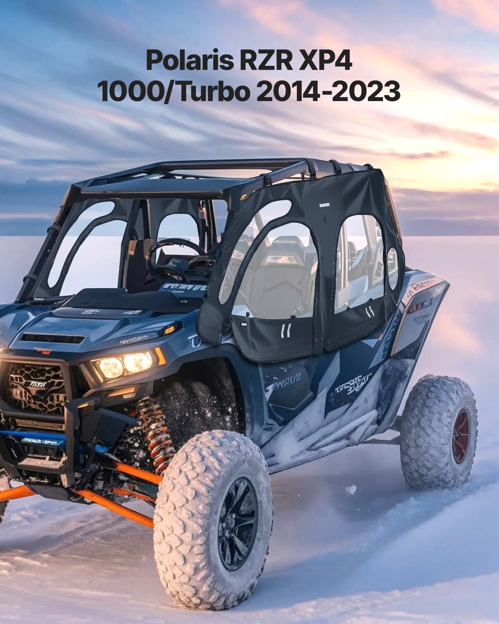 Cab Enclosure Upper Doors, Compatible with Polaris RZR XP4 1000/Turbo 2014-2023, Soft Upper Doors, Windproof Upgraded Zipper UTV Soft Side Window Kit, Work with Side Mirrors and Windshields