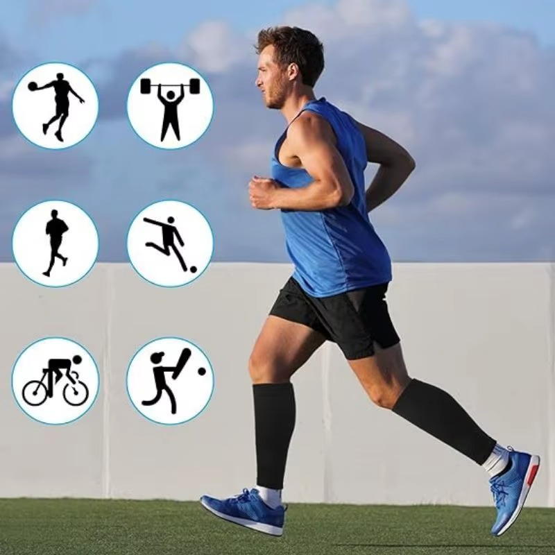 2x Calf Sleeves Leg Support Compression Socks Running Shin Splint Varicose Vein