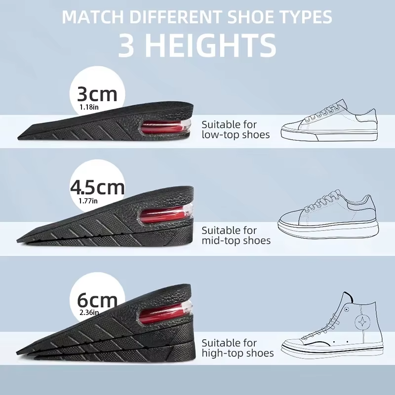 Men Women Invisible Height Increase Insoles Heel Lift Taller Shoe Inserts Pad