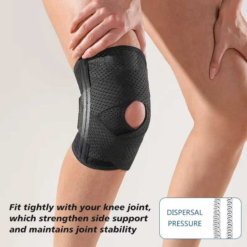 Knee Brace Compression Sleeve Joint Support Open Patella Stabilizer Wrap