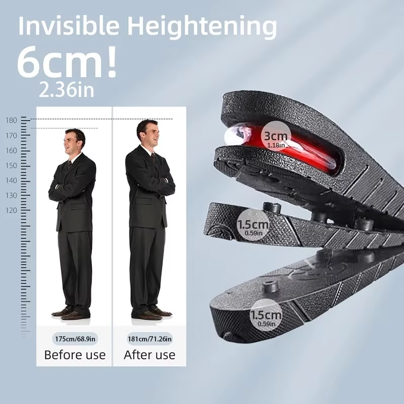 Men Women Invisible Height Increase Insoles Heel Lift Taller Shoe Inserts Pad