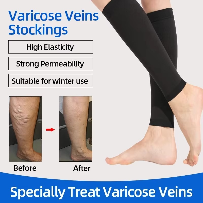 2x Calf Sleeves Leg Support Compression Socks Running Shin Splint Varicose Vein