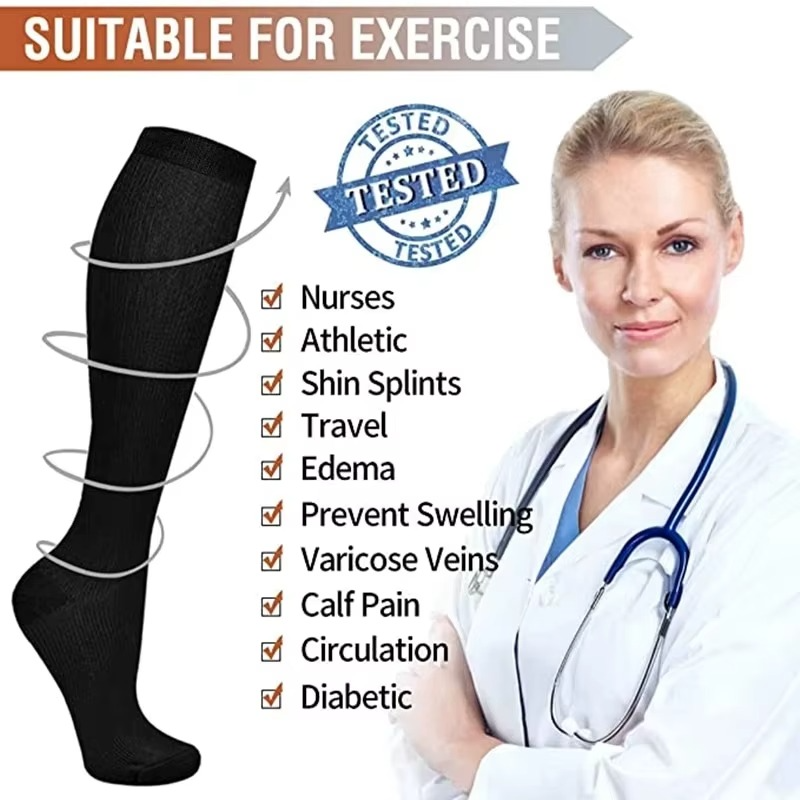 Compression Socks Stockings For Mens and Womens Knee High Medical Relief