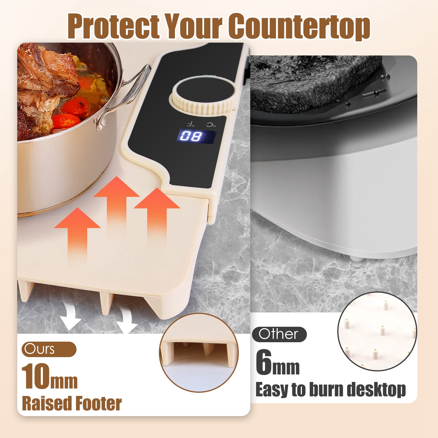 Electric Food Warming Mat Silicone 300W Adjustable Temp Timer