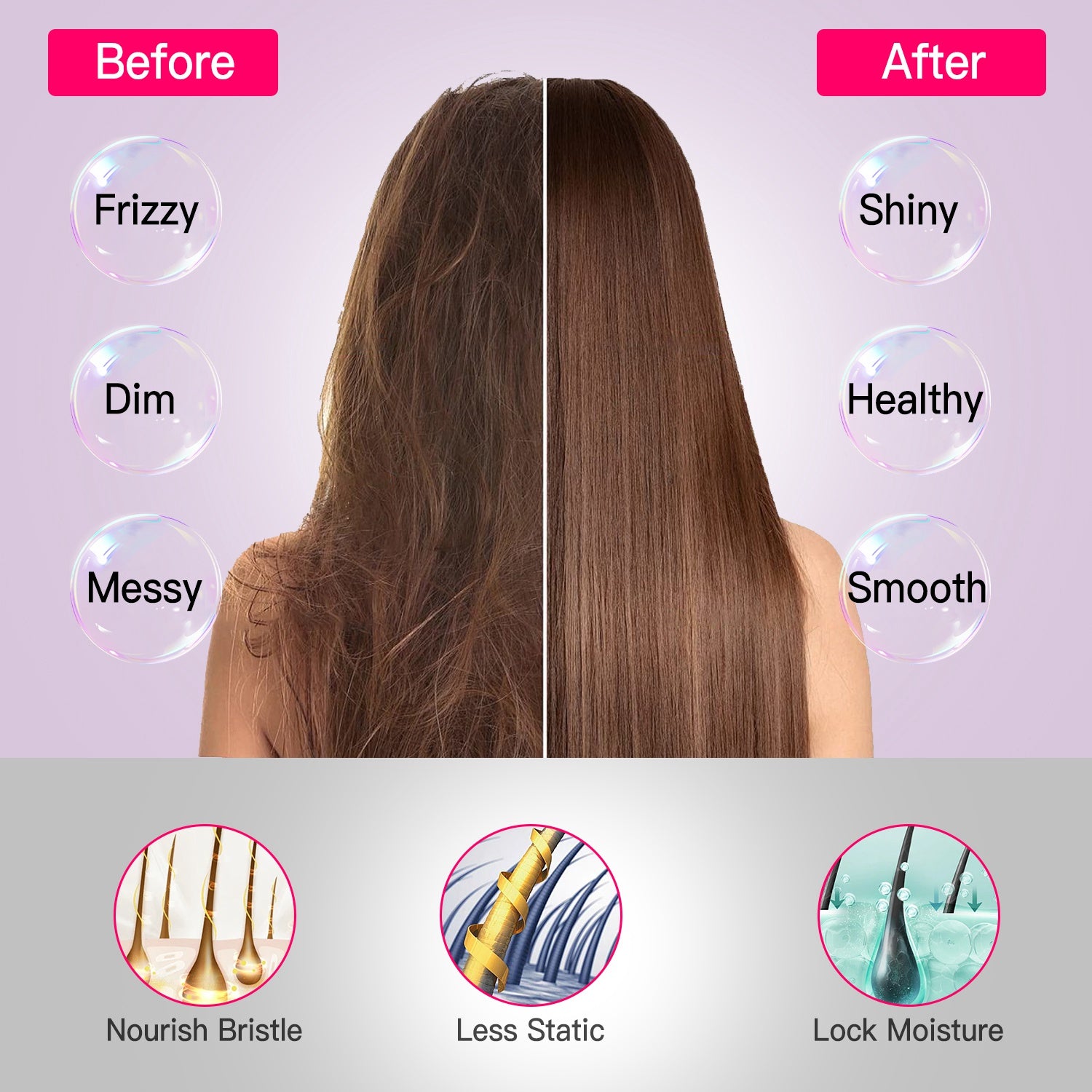 Cordless Negative Ion Hair Straightener Brush Mini LCD Styling Comb