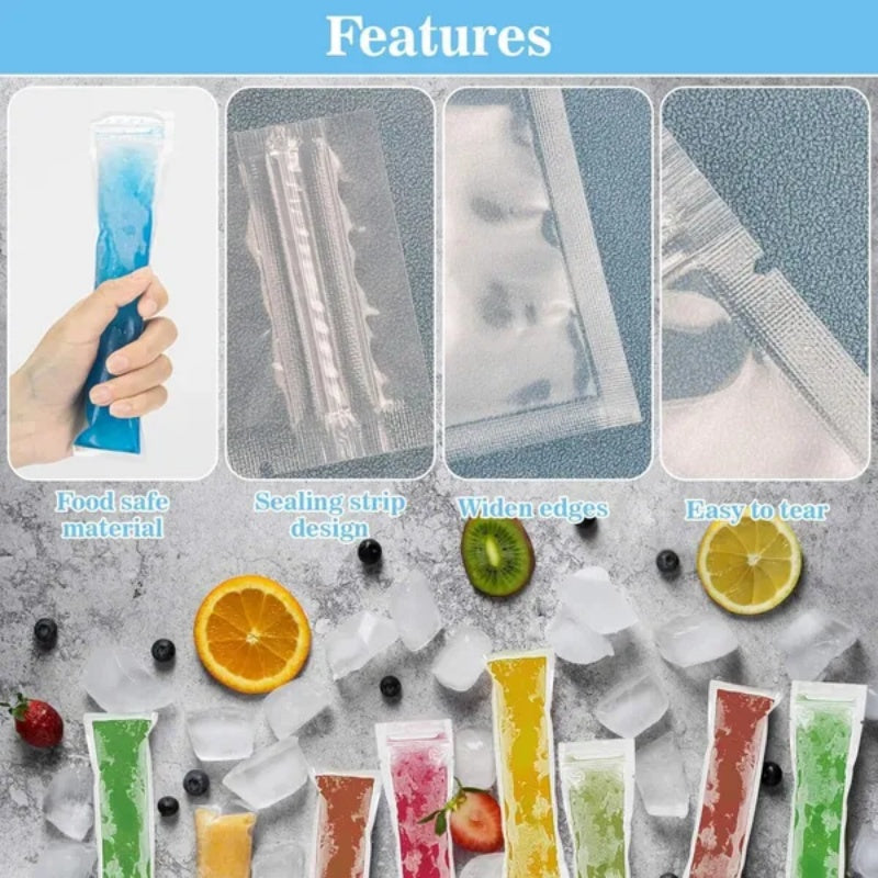 320pcs Ice Pop Bags BPA Free Popsicle Pouches with Funnels