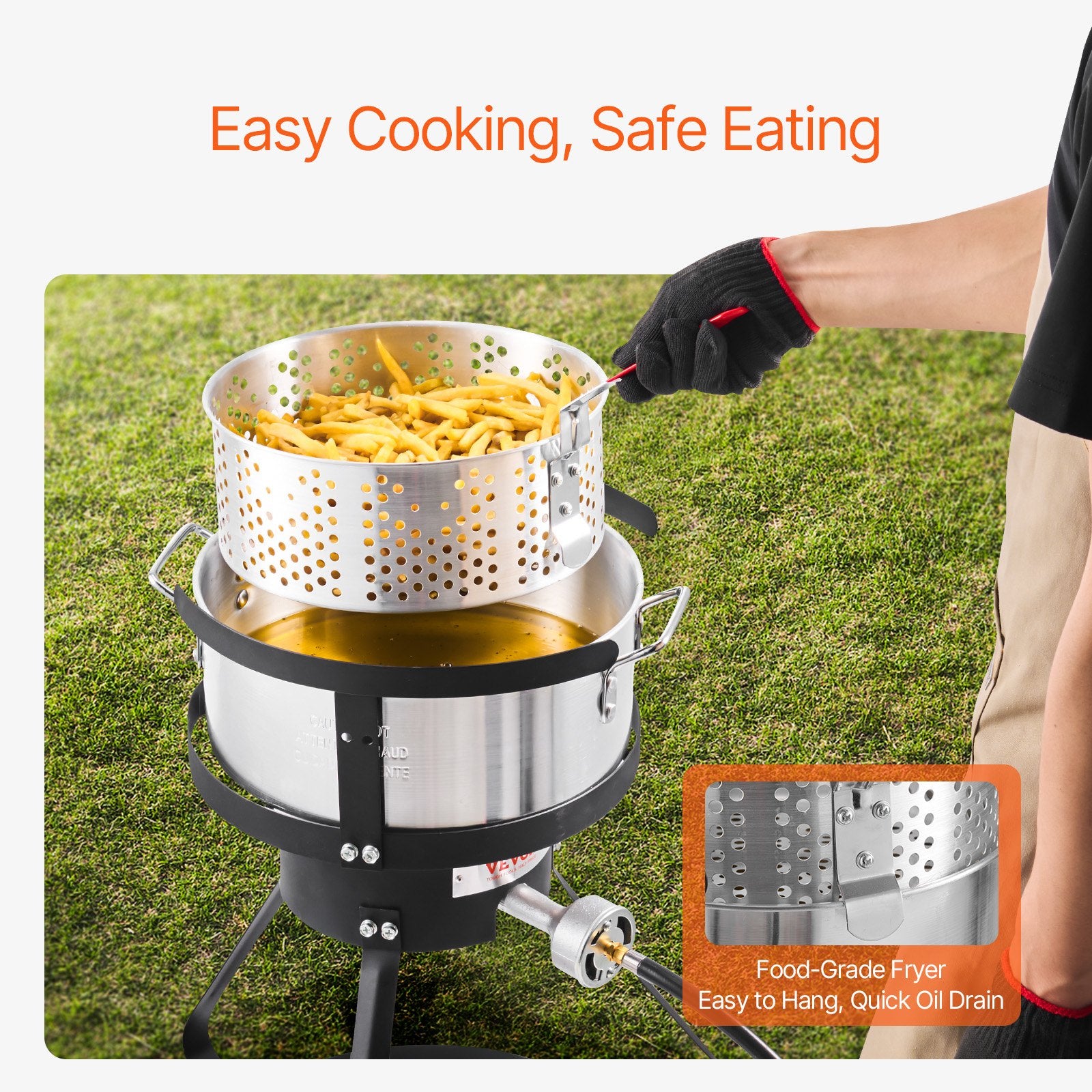 10 Qt Outdoor Propane Deep Fryer Kit Aluminum Fish & Wing Cooker