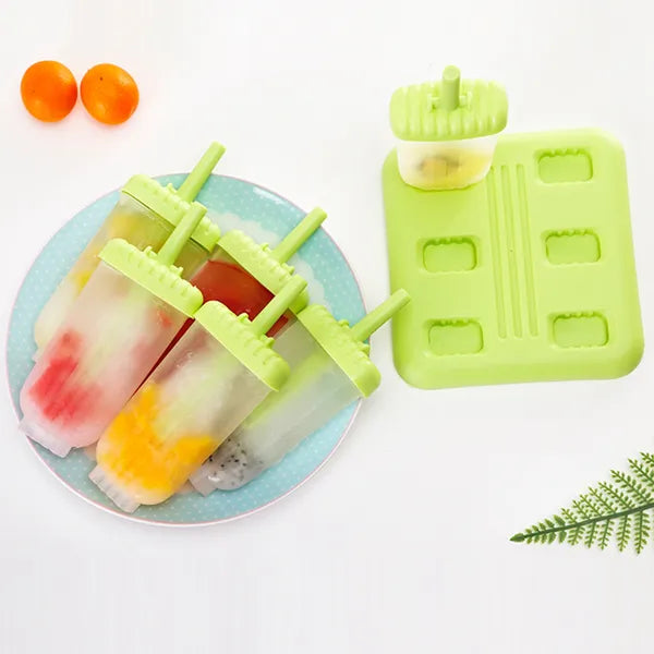 6Pcs Popsicle Molds Reusable Ice Cream DIY Ice Pop Maker