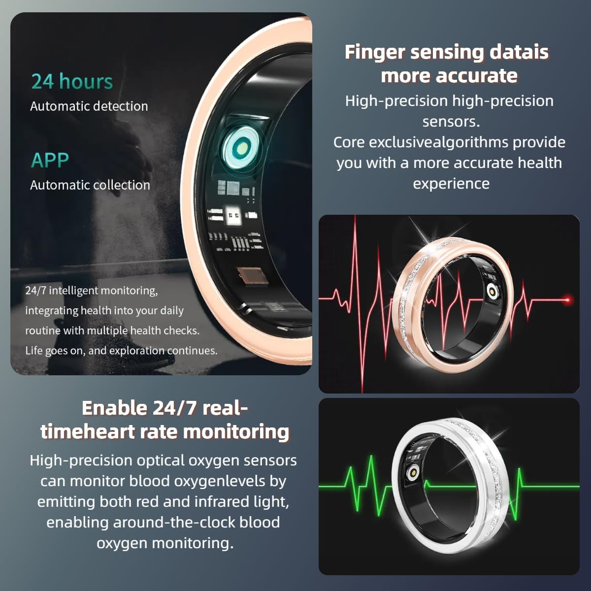 Rose Gold Smart Ring for Women with Health Tracking & Gesture Control