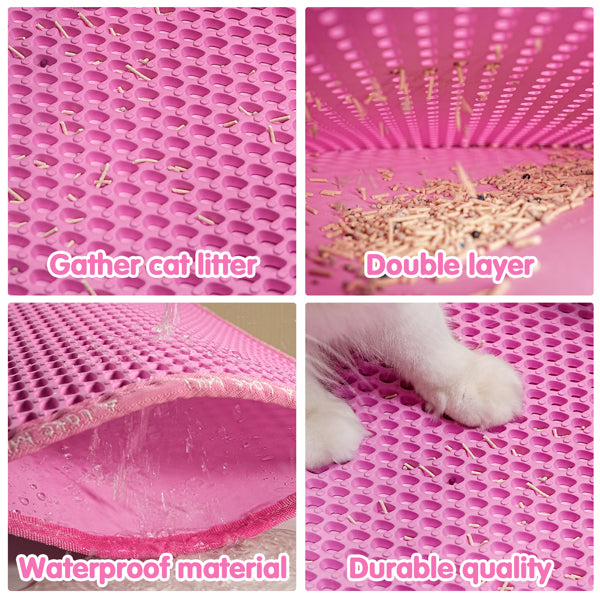 Premium Double Layer Rice Shape Cat Litter Mat Waterproof Pad