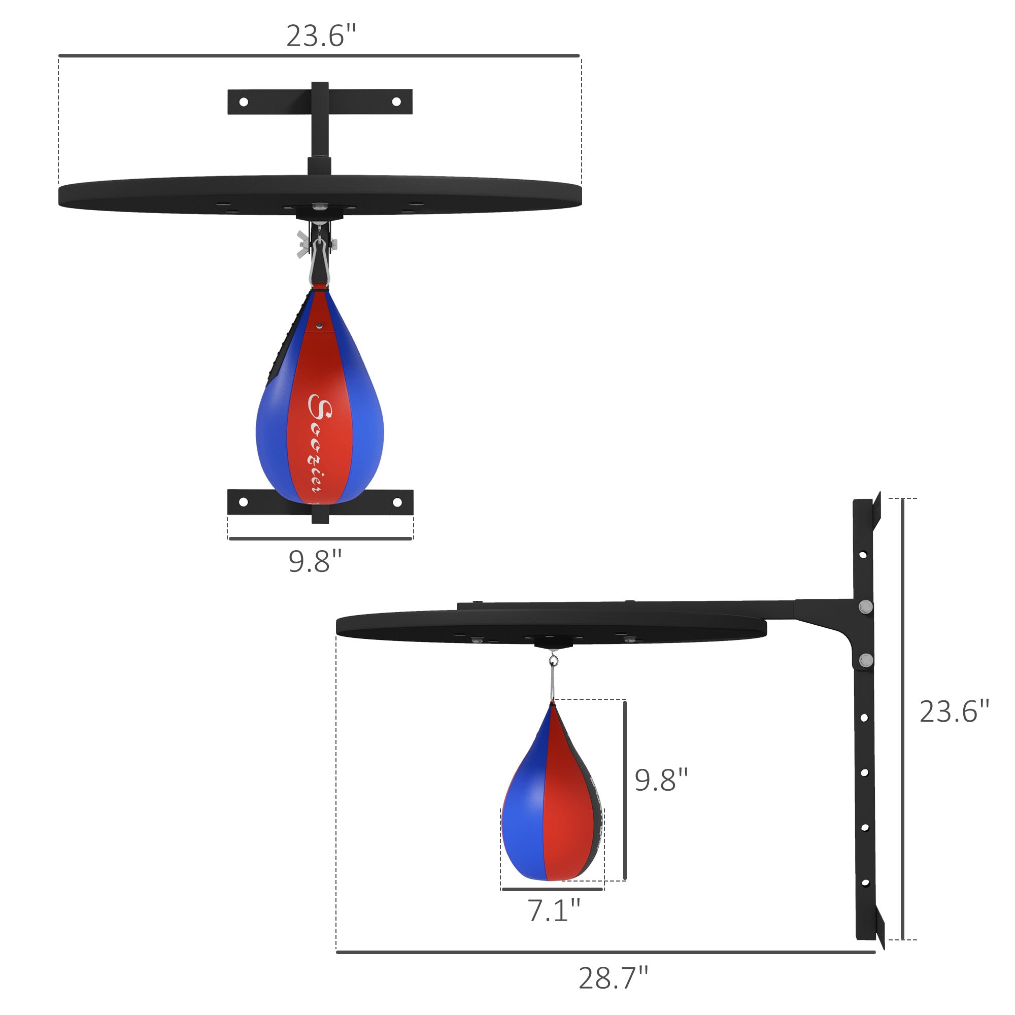 Wall Mounted Speed Bag Platform with Adjustable Height Training Kit