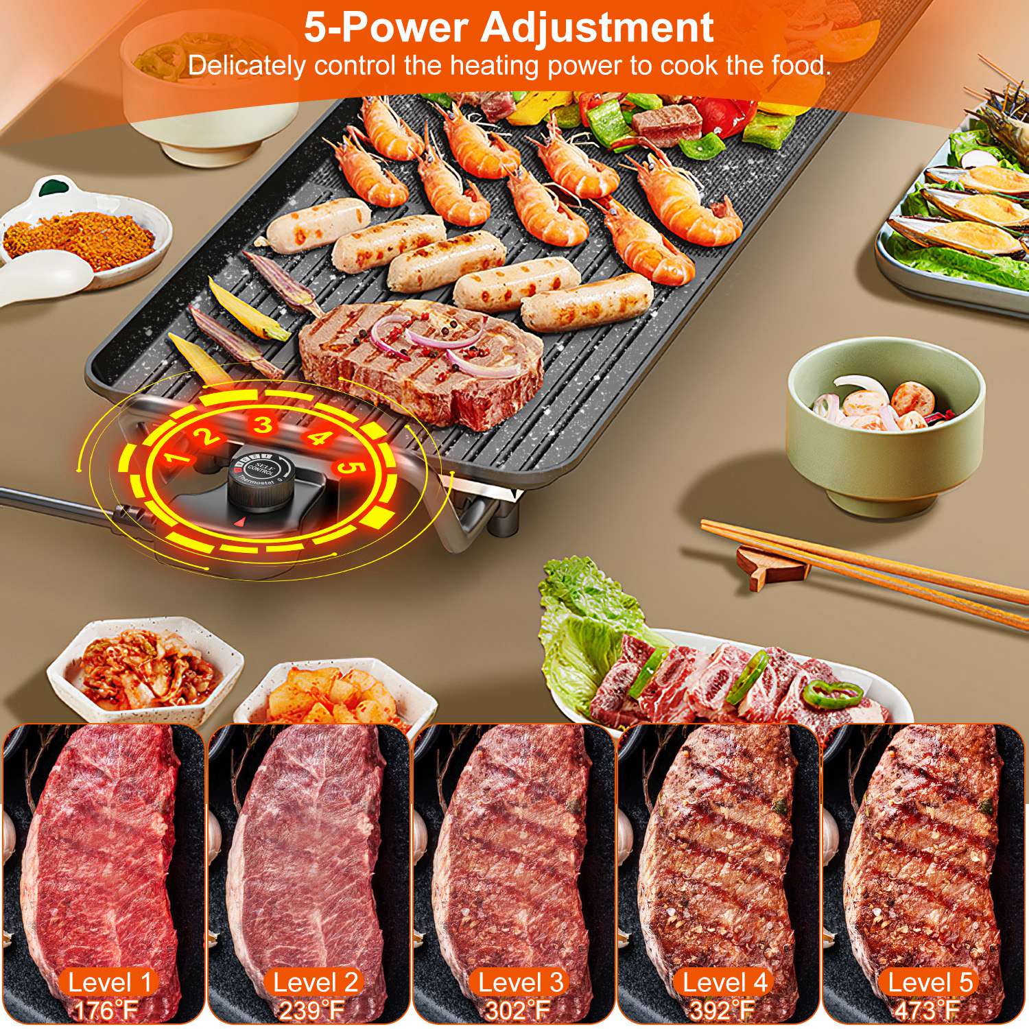 Electric BBQ Grill Griddle Non Stick Tabletop Cooking Plate