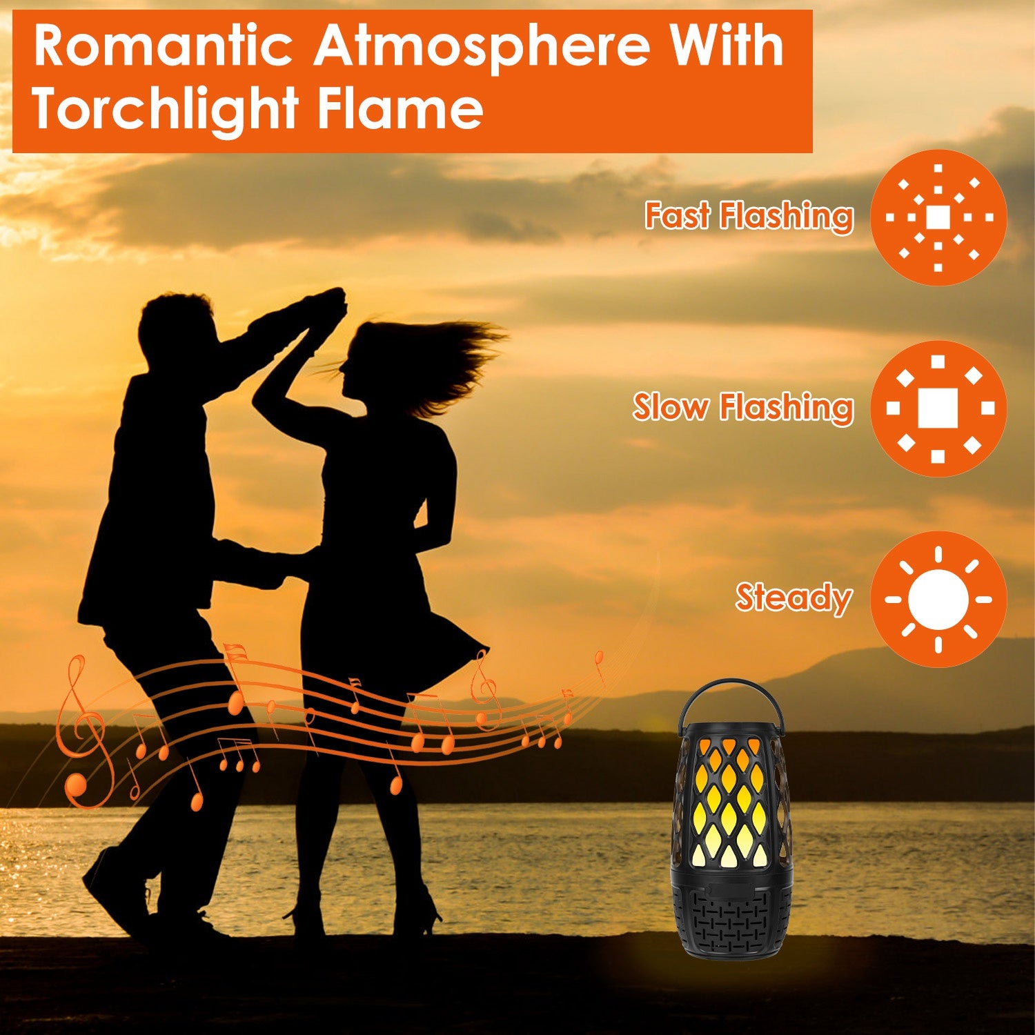 Outdoor Flame Speaker Wireless Waterproof LED Patio Speaker 4-in-1