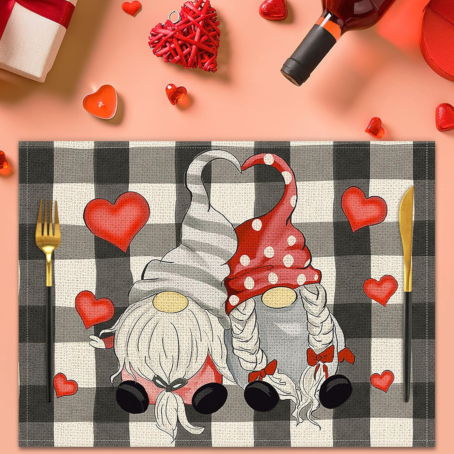 Valentine’s Day Gnome Placemats Set of 4