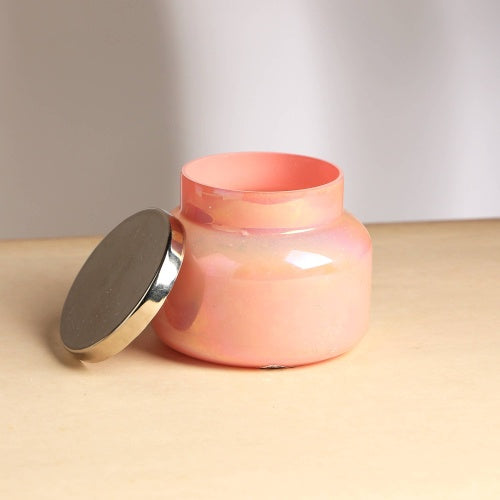 Pink Lustre Scented Candle Jar Elegant Fragrance Decor