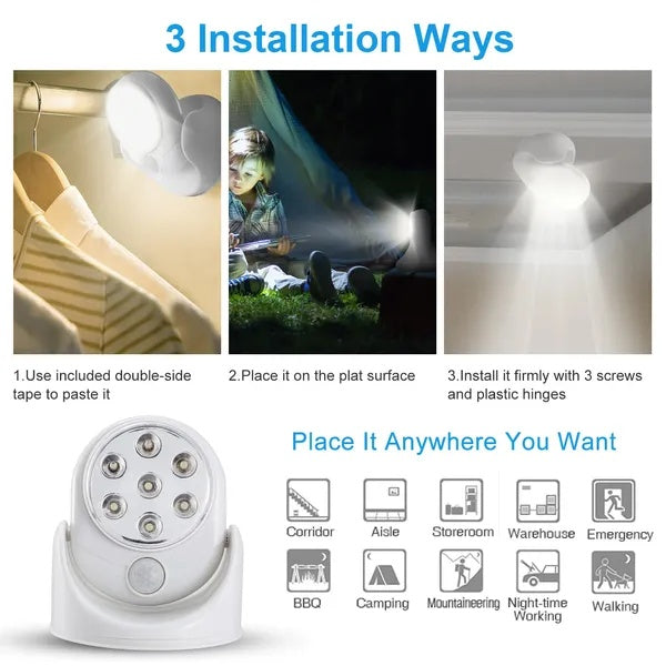 Powerful Wireless LED Motion Sensor Spotlight Adjustable Lamp