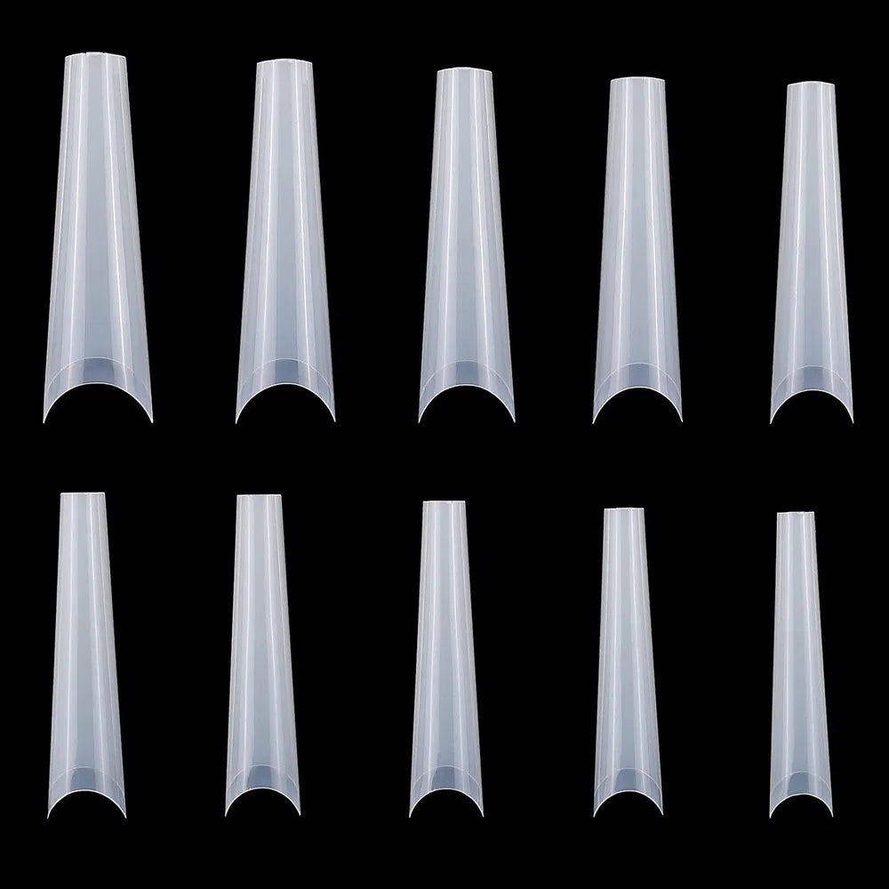500PCS Extra Long C Curve Half Cover French Nail Tips 10 Sizes