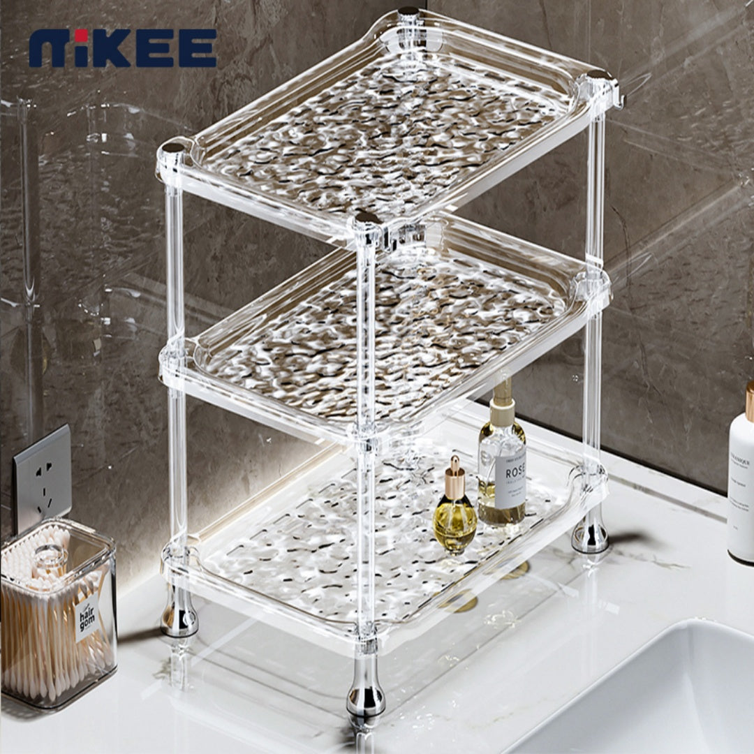 3 Layer Water Ripple Transparent Bathroom Storage Shelf
