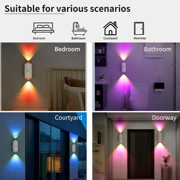 2PCS Motion Sensor Night Light USB Rechargeable Magnetic RGB Lamp