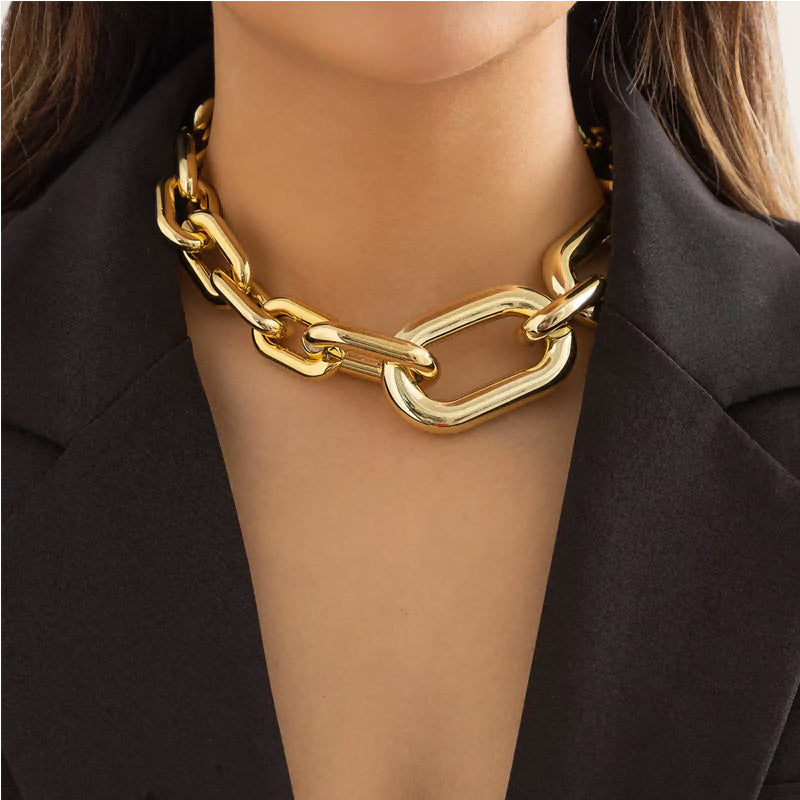 Luxury Gold Chunky Chain Necklace Vintage Choker Style