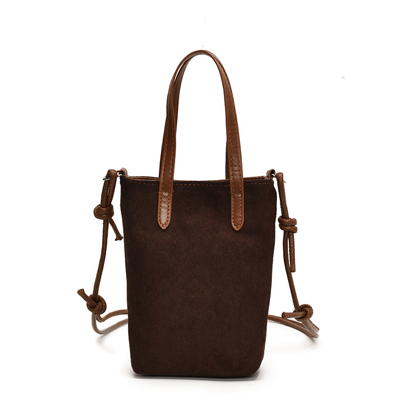 Women Retro Leopard Print Crossbody Bag Suede Phone Shoulder Bag