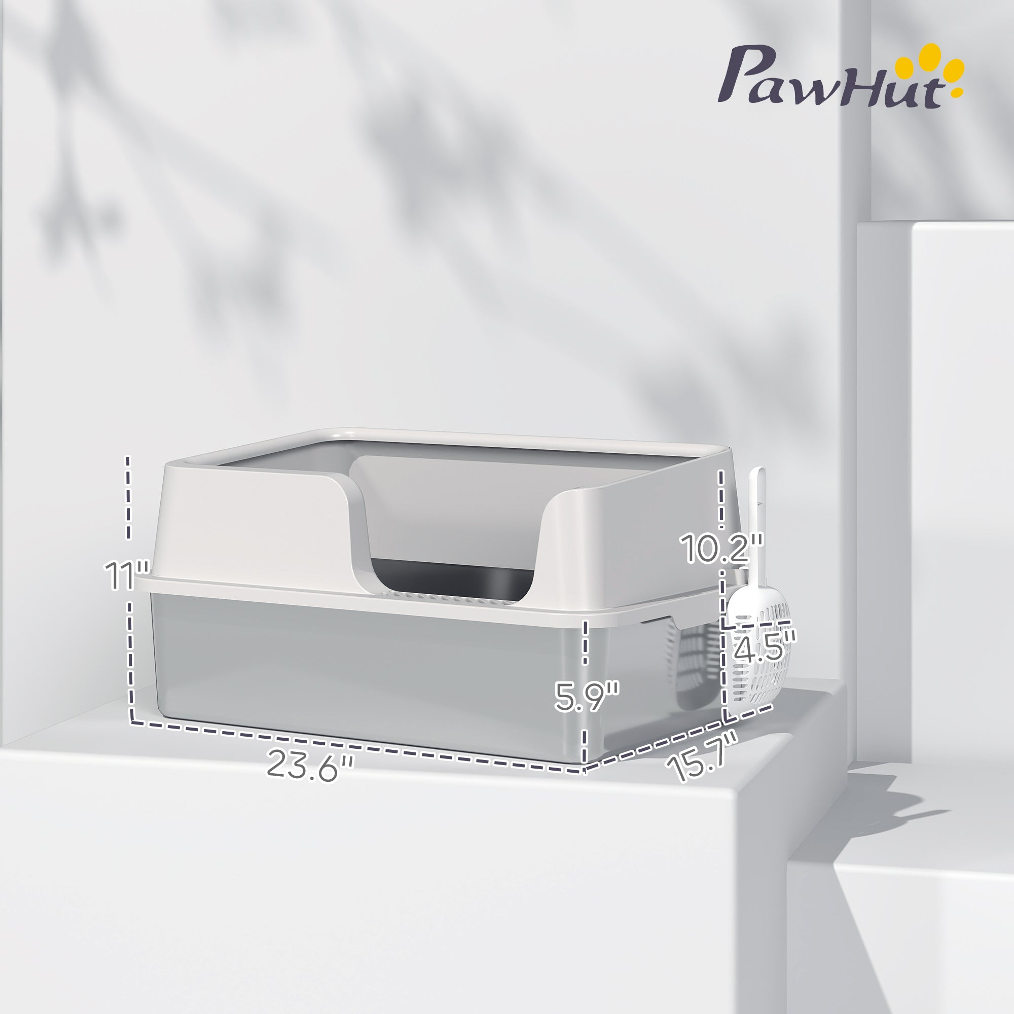 Premium Stainless Steel Cat Litter Box with High Sides