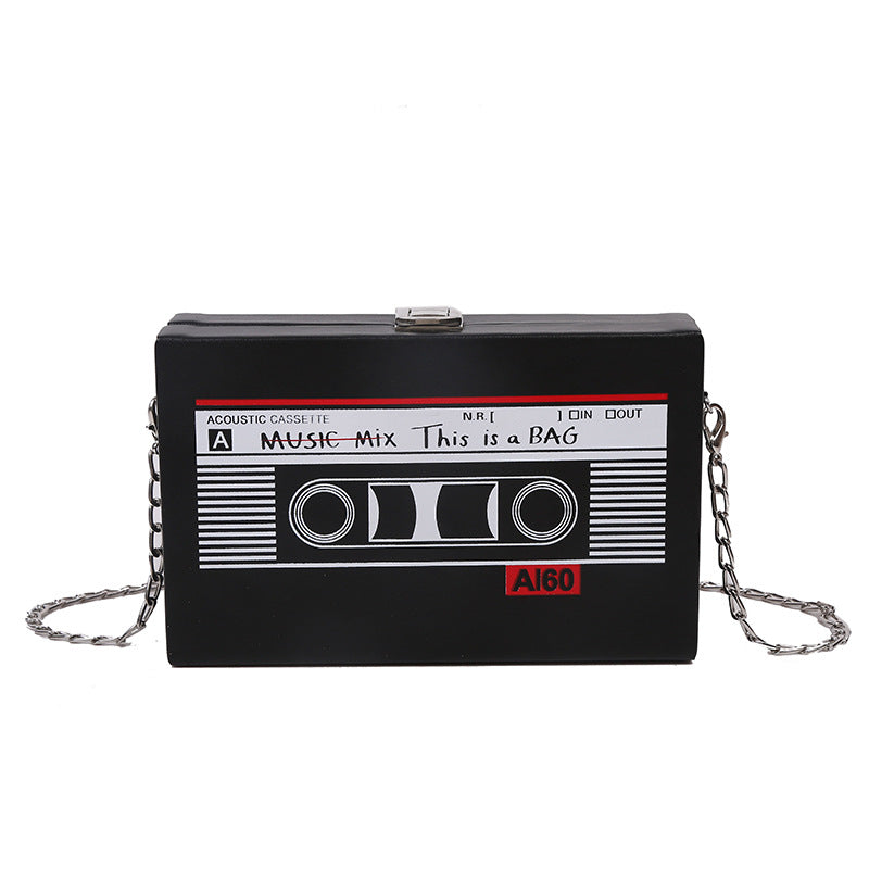Womens Creative Tape Chain Crossbody Box Bag Stylish Trendy Shoulder Bag