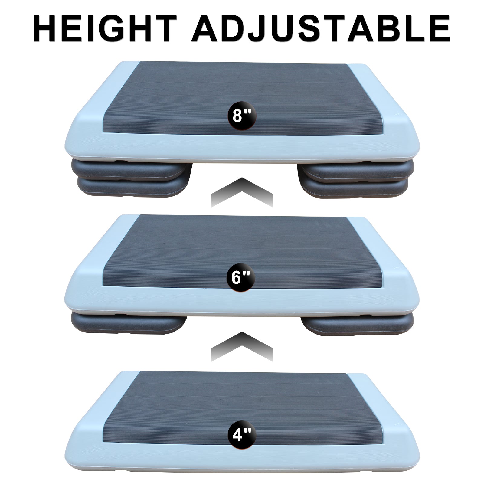 Adjustable Aerobic Stepper Platform with Risers Fitness Trainer