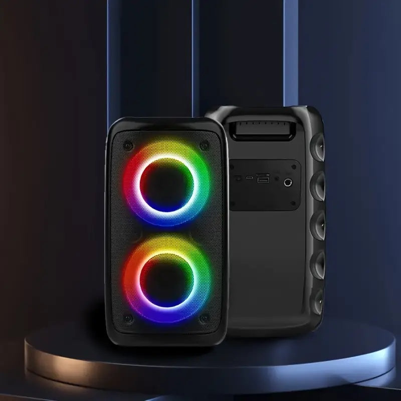 Portable Bluetooth Boombox Speaker with Disco Lights Mic Subwoofer