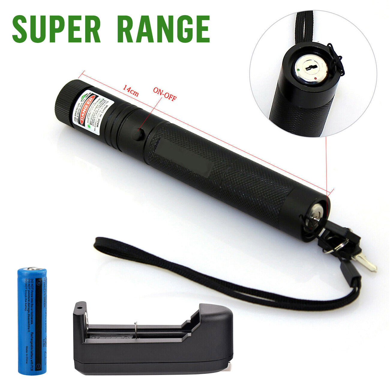 Ultra Powerful Green Laser Pointer USB Rechargeable Beam Pen