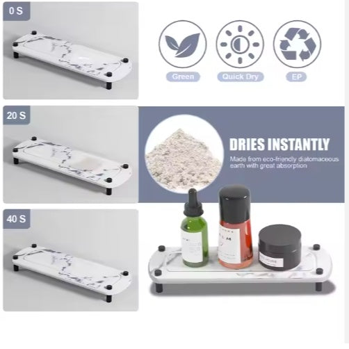 Instant Dry Diatomaceous Earth Sink Tray Kitchen Bathroom Organizer Caddy
