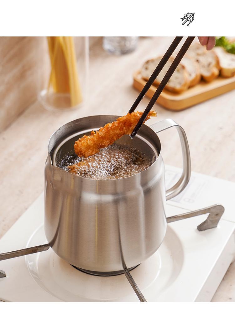 304 Stainless Steel Oil Filter Pot with Strainer Basket