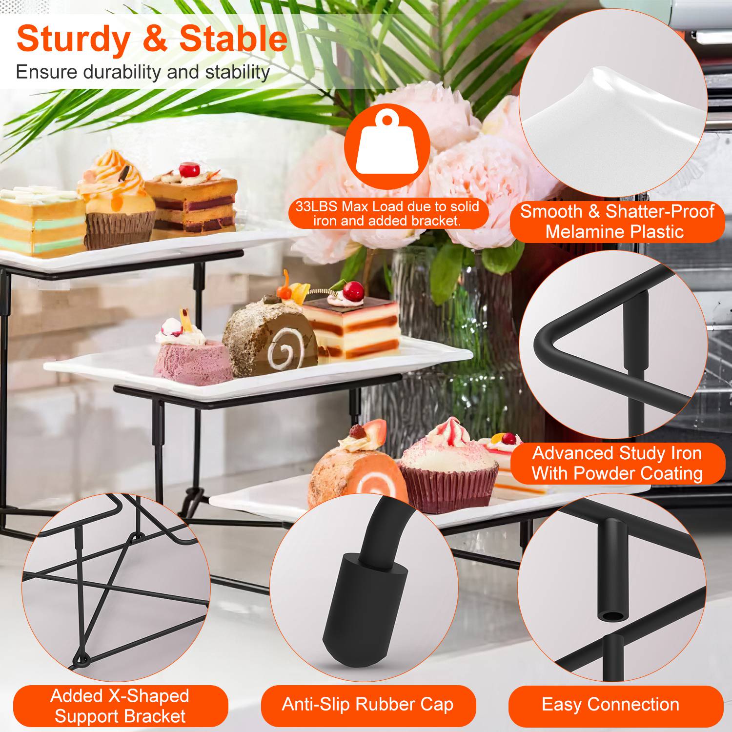3 Tier Plastic Serving Tray Stand for Desserts