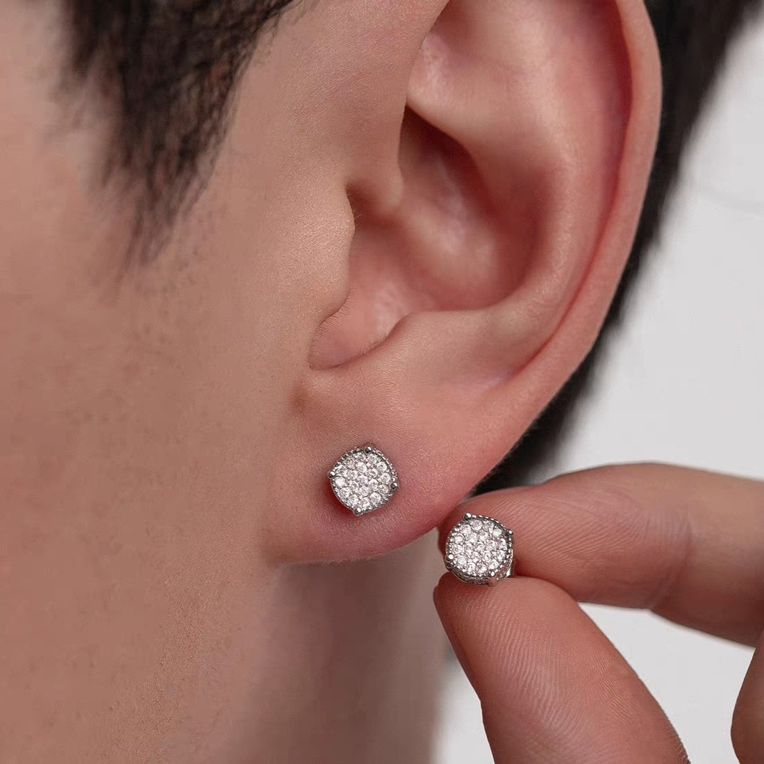 Hip Hop Zircon Stud Earrings Bling 4 Prong Unisex Jewelry