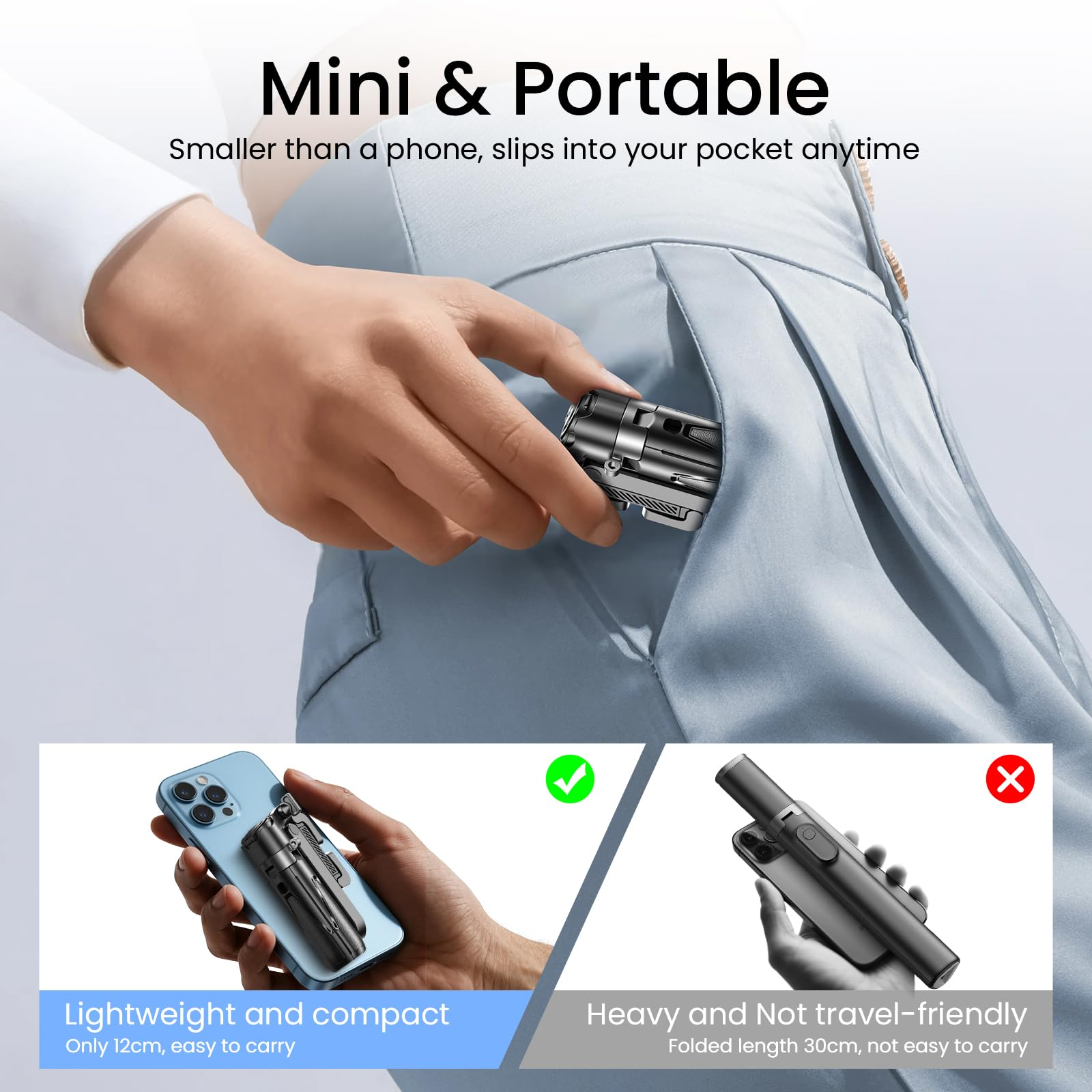 Mini Selfie Tripod 3 in 1 with Remote Foldable Phone Stand